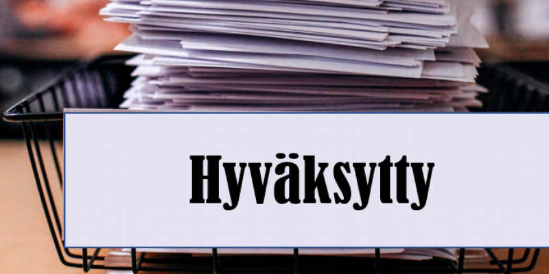 kuvituskuva - paperipino ja kyltti jossa lukee hyväksytty