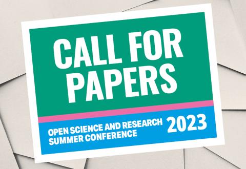 Text: Call for papers, Open Science and Research Summer Conference 2023.