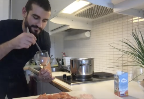 Ruben Vicente cooking in the kitchen.
