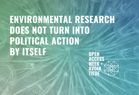 Text: Enviromental does not turn into political action by itself. 
